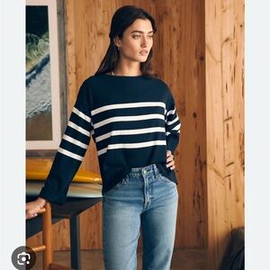 FAHERTY LONG SLEEVE NAVY STRIPE XS